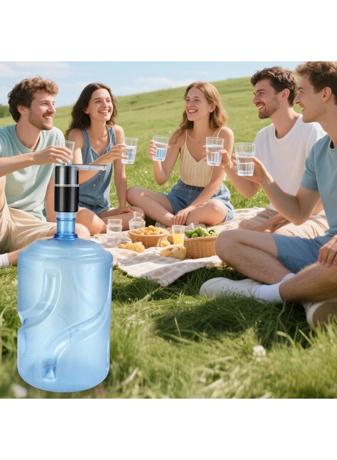 مضخة موزع المياه التلقائية مع الإضاءة بقيادة,مضخة الشرب الكهربائية العالمية 2-5 غالون مع 3 إعداد,نوع-C شحن مضخة زجاجة محمولة للمنزل,المطبخ,المكتب,التخييم (الأسود) - Image 2